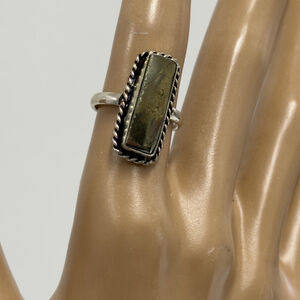 Hand Crafted Golden Pyrite Silver Plated Ring‎ 925 – Size 6.5 New